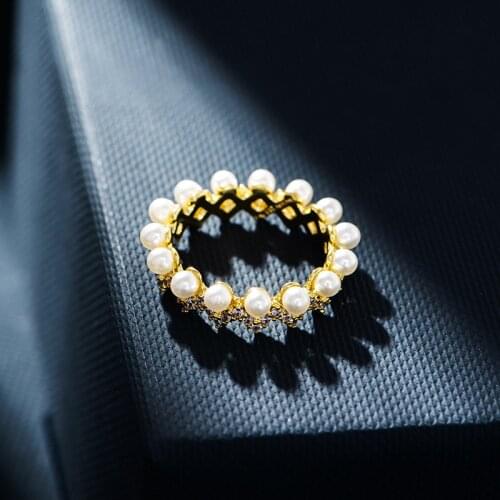 Genuine 925 Sterling Silver Rings for Women Exquisite Pave CZ Wave Freshwater Pearls Ring Bijoux Bague Gift Wedding Jewelry