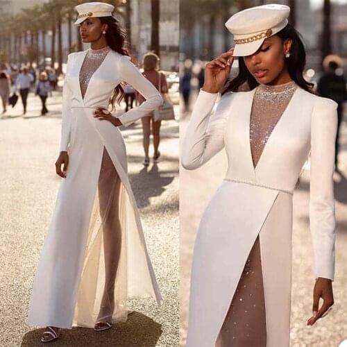 Women Dress White Sexy Deep V Neck Summer Dress Long Sleeve Bandage Tight Dress Party Casual Basic Beach Gown
