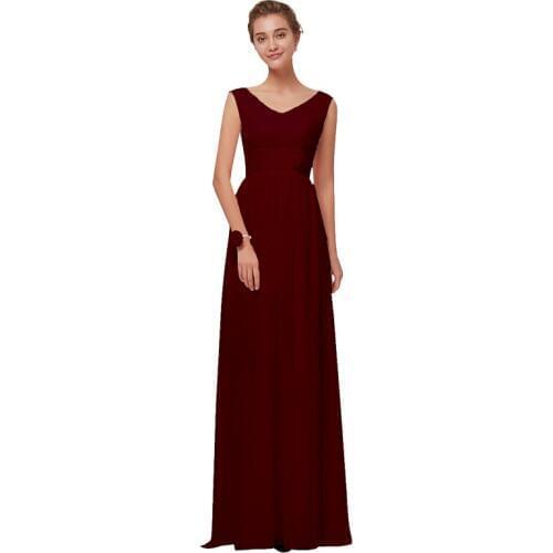 Beauty Emily Wine Red Chiffon Bridesmaid Dresses 2019 Long for Women A-line Party Prom Dresses Wedding Party Bridal Dress