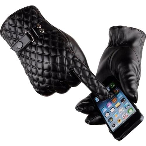 Winter Mens Leather Gloves Waterproof New Brand Touch Screen Gloves Fashion Warm Black Gloves Women Mittens Windproof
