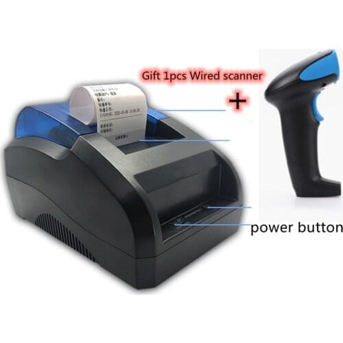 1pcs gift wired scanner+ Wholesal High quality 58mm thermal printer Bill receipt machine printing speed 90mm / s USB interface