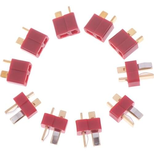10Pcs Male + Female T Plug Jack Connectors Deans Connector T For RC LiPo Battery Helicopter Terminals Connectors Kit