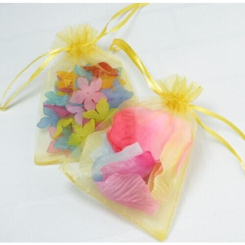 100pcs Organza Bag Solid gold Color Jewelry packaging display Pouches Delicate Soft Package 11*16cm Lipstick Portable Bag