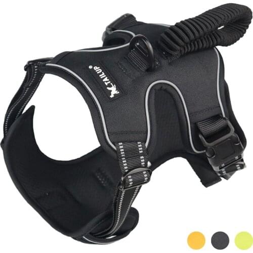 Reflective Pet Dog Harness With Handle 1000D Oxford Cloth Adjustable Breathable Dog Walking Harness Vest For Medium Large Dogs