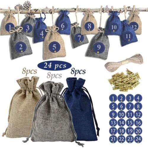 24 pcs/batch 13.5*9.5cm Storage Bag Jute Bag Drawstring Gift Fragrant Linen Storage Candy Jewelry Packaging Bag