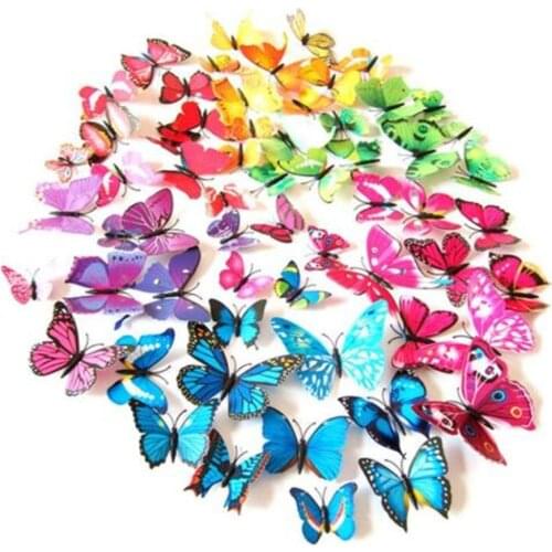 12Pcs/Lot 3D PVC Wall Stickers Magnet Butterflies DIY Fridge Magnet stickers Home Decor Poster Kids Rooms Wall Room Decorations