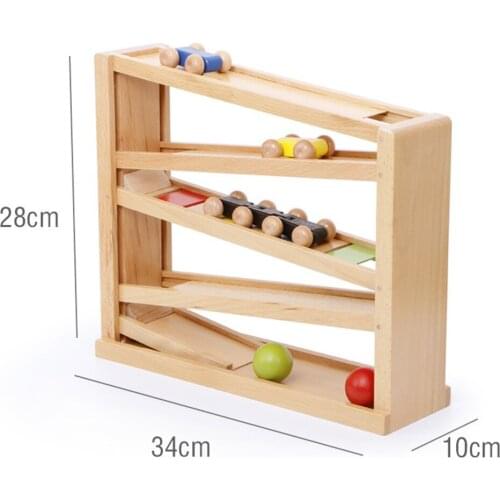 5 Layers Wooden Car Ramp Racer Track Toy Set 3 Cars 2 Balls Racing Car Toys