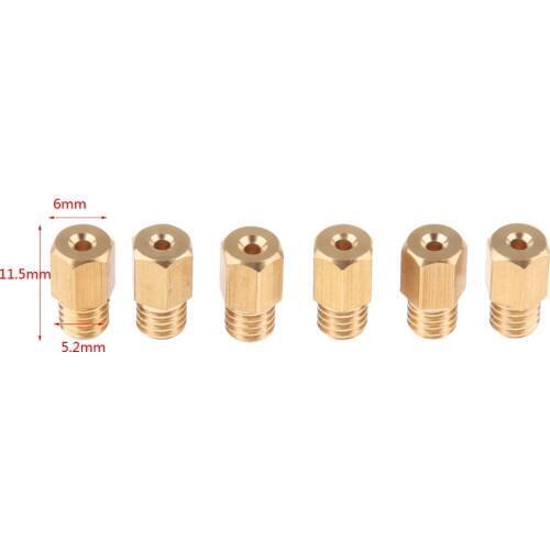 6Pcs Main Hex Style Copper Jets for Carbs - Size 100 110 120 130 140 150