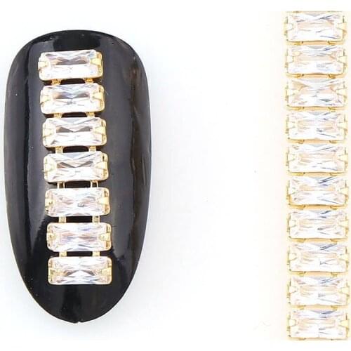 9-10cm 3D Metal Chain Nail Art Alloy Gold Base Pearl Shiny Zircon Chains Nail Line Charm Decoration Snake Bone Manicure Tools