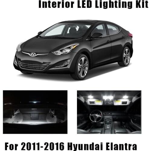 9 Bulbs White LED Car Ceiling Light Interior Kit For 2011-2014 2015 2016 Hyundai Elantra Map Dome Cargo License Plate Lamp