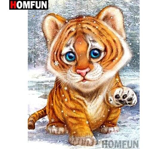 HOMFUN Full Square/Round Drill 5D DIY Diamond Painting "Cartoon tiger" Embroidery Cross Stitch 3D Home Decor Gift A11551
