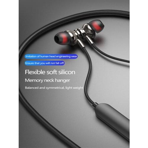 INeck-mounted wireless sports bluetooth headset 5.0 metal heavy bass hanging neck bluetooth headset