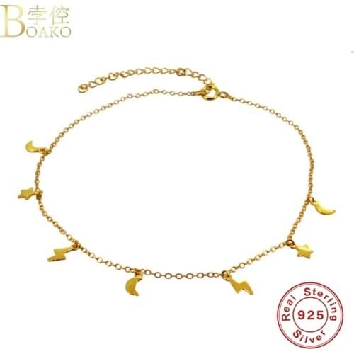 BOAKO 925 Sterling Silver Anklet Ladies Bracelet For Woman Foot Accessories Luxury Anklet Bracelets Valentine Day Birthday Gifts