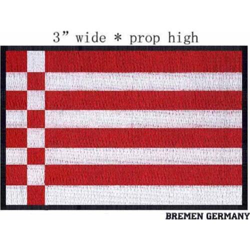 Bremen, Germany Flag 3" wide embroidery patch for 3d/wonder patch/red stripes