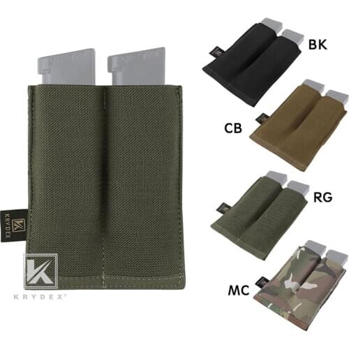 KRYDEX Double Open Top Magazine Pouch Tactical High Speed Fast Draw MOLLE PALS 9mm.45 Pistol Mag Pouch Holster 4 Colors Optional