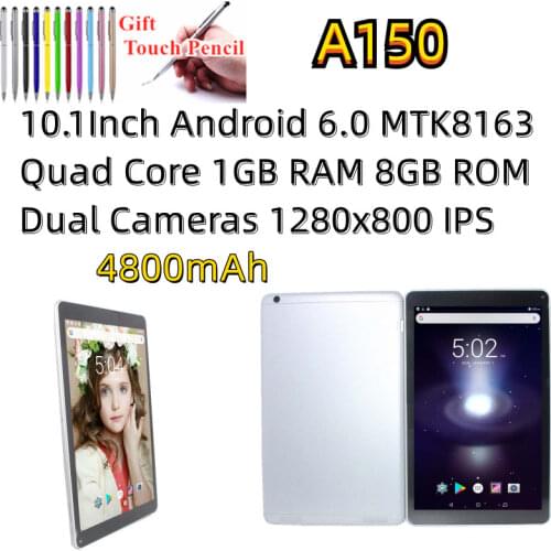 For kids learning A150 Tablet PC 10.1 Inch 1280x800 IPS MTK8163 Quad Core 1+8GB Wifi Dual cameras Bluetooth Android 6.0