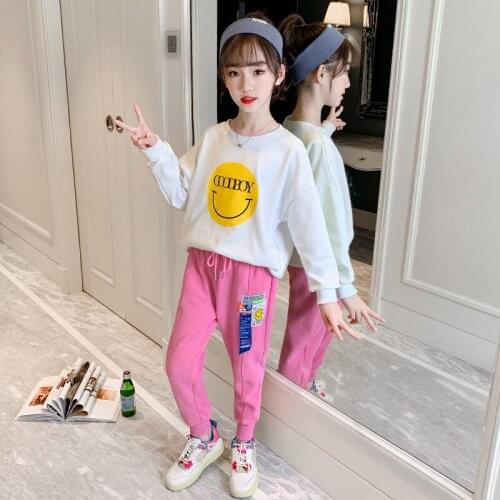 Elegant Pullover Spring Summer Childrens Clothes Set Baby Girls Sweatshirts + Pants 2pcs/Set Kids Costume Teenage Girl Clothing