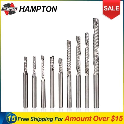 Single Flute Milling Cutter 3.175/4/8mm Shank Spiral End Mill CNC Router Bits Tungsten Carbide Alloy Mill Cutter For Aluminum