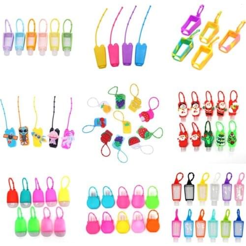 Hot Sale 1pc Silicone Mini Cute Funny Silicone Hand Sanitizer Pocketable Holder with Empty Bottle or no Bottle Random Pattern