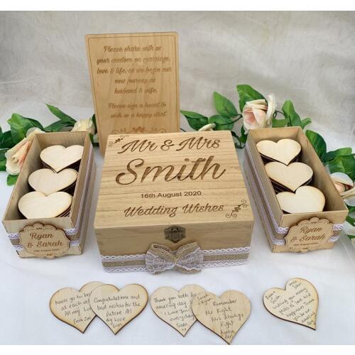 Customize Mr&Mrs Rustic Vintage Wedding Wood Guest Book Alternative Wish Box Wishes birthday baby shower drop top box guestbook