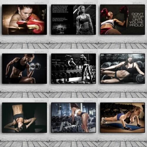 Bodybuilding pictures print on canvas Fitness exercise wall poster room decoration art canvas Unframed