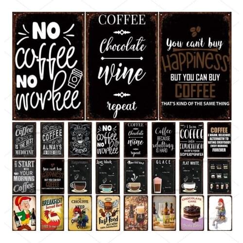 Coffee Menu Plaque Metal Vintage Decor Metal Sign Tin Sign Metal Poster metal Plate Cafe Home Bar Pub Decoration Vintage Posters