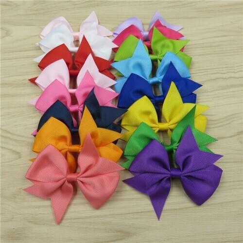 12PCS/LOT Lovely Swallowtail Solid Color Ties Only Bows Elastic Bands For Baby Girl Hairpin Clip Goth Pins Kids Hair Accessories