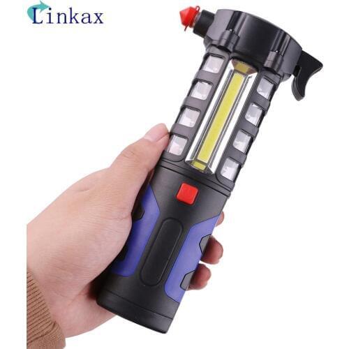 Multifunction Car Emergency Tool Escape Safety Torch Tool COB 16 LEDs Powerful Work Light Lamp Lanterna LED Flashlight