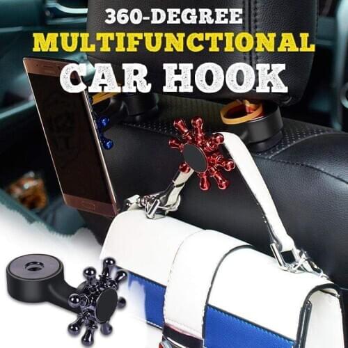 360-Degree Multifunctional Car Hook Universal Car Seat Back Hook Car Accessories Interior Portable Hanger Holder Storage for Car