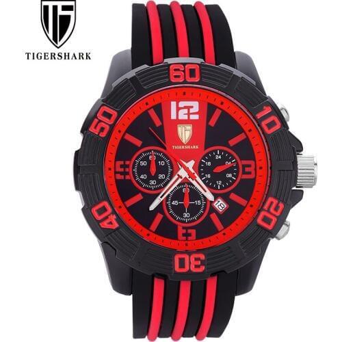 Men sport watches TIGERSHARK brand men quartz watch chronograph auto date waterproof wristwatch with gift box Relogio Masculino