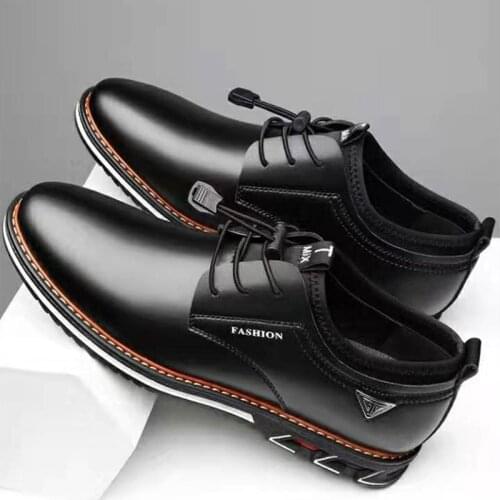 Fad New Men Shoes Leather Cowhide Leather Shoes Men Comfortable Low-top British Casual Single Shoes Leather Shoes Formal Shoes