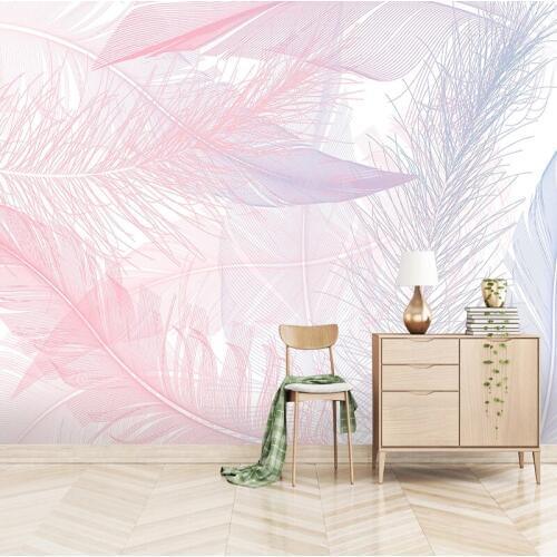 Custom Pink Feather 3D Photo Wallpaper For Bedroom Walls Home Decor Modern Creative Living Room Children Room Mural Papier Peint