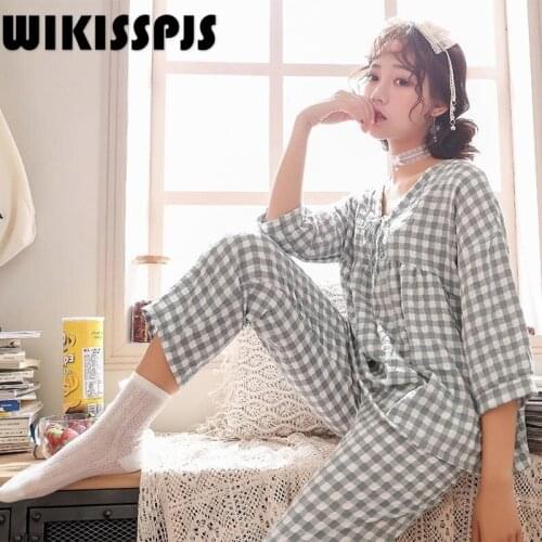WIKISSPJSNew Pajamas Womens Plaid Trousers Suit V-Neck Pajamas Pajamas for Teen Girls Pajama Set Women Lounge Wear