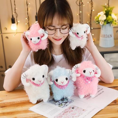 20cm New Creative Lovely Scarf Sheep Plush Toys Stuffed Soft Cute Mini Goat Wedding Dolls Gift For Girls/Children