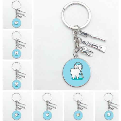 New I Love Tooth Pendant Keychain Mini Toothbrush Toothpaste Keychain Fashion Jewelry Men and Women Gifts