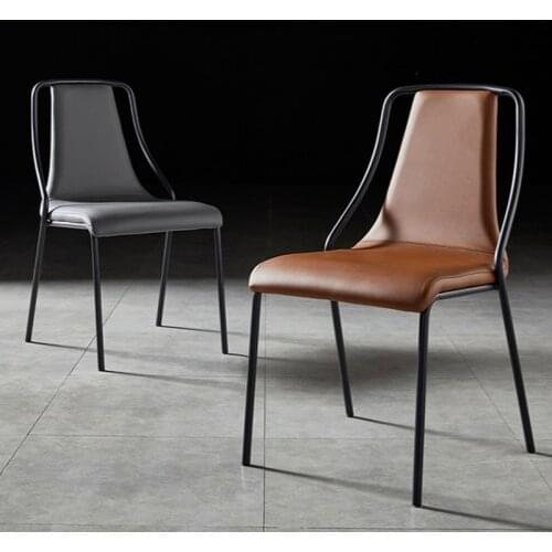 Dining chair family iron art leather chair back stool of Nordic Restaurant Hotel