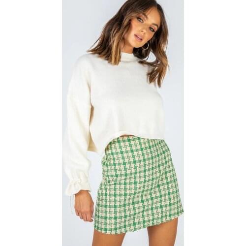 2021 Autumn Womens Skirts Womens Fashion Skirts Retro Plaid High Waist Slim A-Line Wool Short Skirt Feminine Mini Skirt