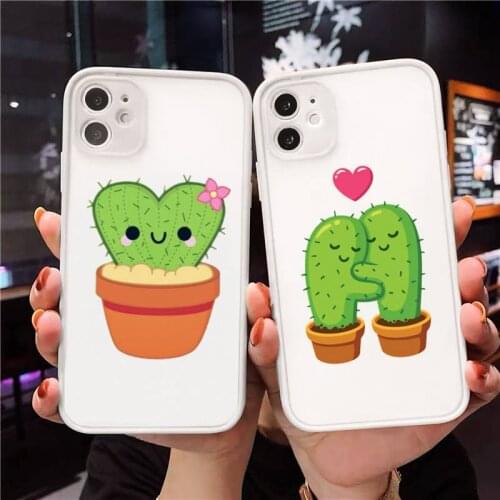 Strong cactus Phone Case For iPhone 12 11 Mini Pro XR XS Max 7 8 Plus X Matte transparent White Cover
