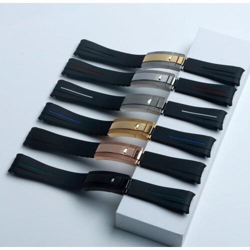 20mm 21mm Rubber Silicone Watch Strap Combination Buckle Watchband for Role Daytona Submariner DEEPSEA GMT SEAMARSTER 8900 Watch