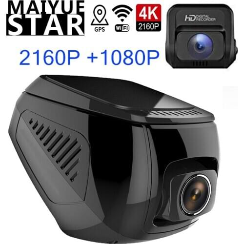 Ultra clear 4K front 2880x2160P rear 1080P dual lens car DVR built-in WiFi WDR GPS tracker night vision recorder super capacitor