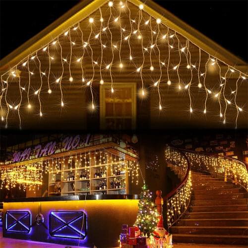 3.5M 5M Christmas Garland LED Curtain Icicle String Light Droop 0.4-0.8m Indoor Outdoor Party Garden window Decorative Light