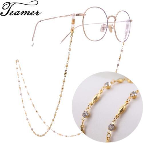Teamer 78cm Exquisite Fashion Glasses Chain CZ Crystal Sunglasses Lanyard Strap Necklace Eyeglass Cord Accessories