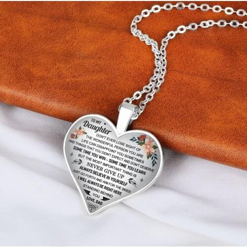 Always Believe In Yourself Heart Necklaces Heart Pendant Neckchain Birthday Graduation Gift To My Daughter From Dad Silver&Gold