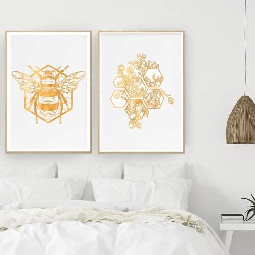 Funny Bee Posters and Prints Farmhouse Wall Art Pictures Decor Floral Art Canvas Painting Modular Home Room Decoration