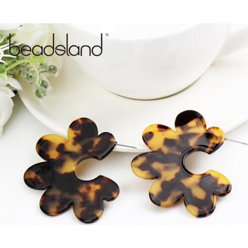 Beadsland Acetic Acrylic Hoop Earrings Fashion Flower Elegent Design Women Girls Dancing Party Christmas Gift 39266
