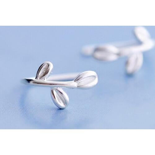 2020 Silver Color Jewelry Silver stud Earrings For Women Pendientes Brincos Leaves