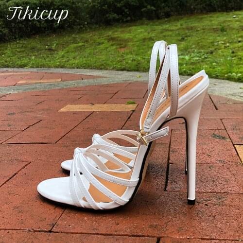 Tikicup Plus Size 39-48 Drag Queen Cross-dresser Sexy Stiletto Sandals Pumps Women 13.5cm Extremely High Heel Summer Shoes