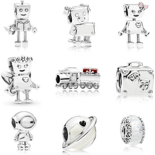 Authentic 925 Sterling Silver Beads Fit European Pandora Charm Bracelet Beads Silver 925 Holiday Travel for Women Jewelry Making