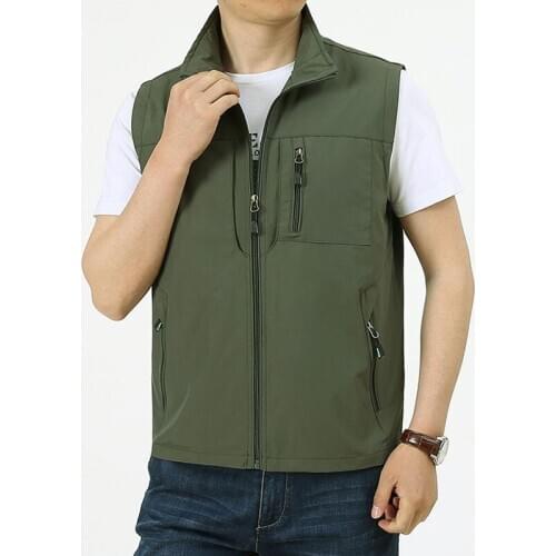 Mens Multi-pockets Vests Hiking Fishing Photography Leisure Sleeveless Jacket Water-resistant Quick Dry Waistcoat Plus Size6XL