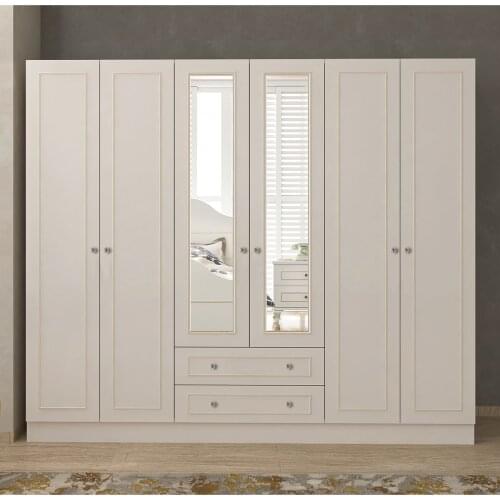 Gold Country Mirror 6 Cover 2 Drawers Wardrobe Cabinet
